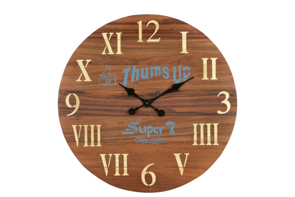 24" Brown Solid Wood Silent Analog Round Wall Clock