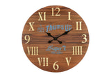 24" Brown Solid Wood Silent Analog Round Wall Clock