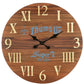 24" Brown Solid Wood Silent Analog Round Wall Clock