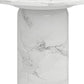 16" White Marble and Wood Round Pedestal End Table