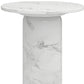 16" White Marble and Wood Round Pedestal End Table