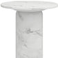 16" White Marble and Wood Round Pedestal End Table