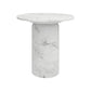 16" White Marble and Wood Round Pedestal End Table