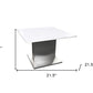 22" White And Silver Marble And Metal Square Pedestal End Table