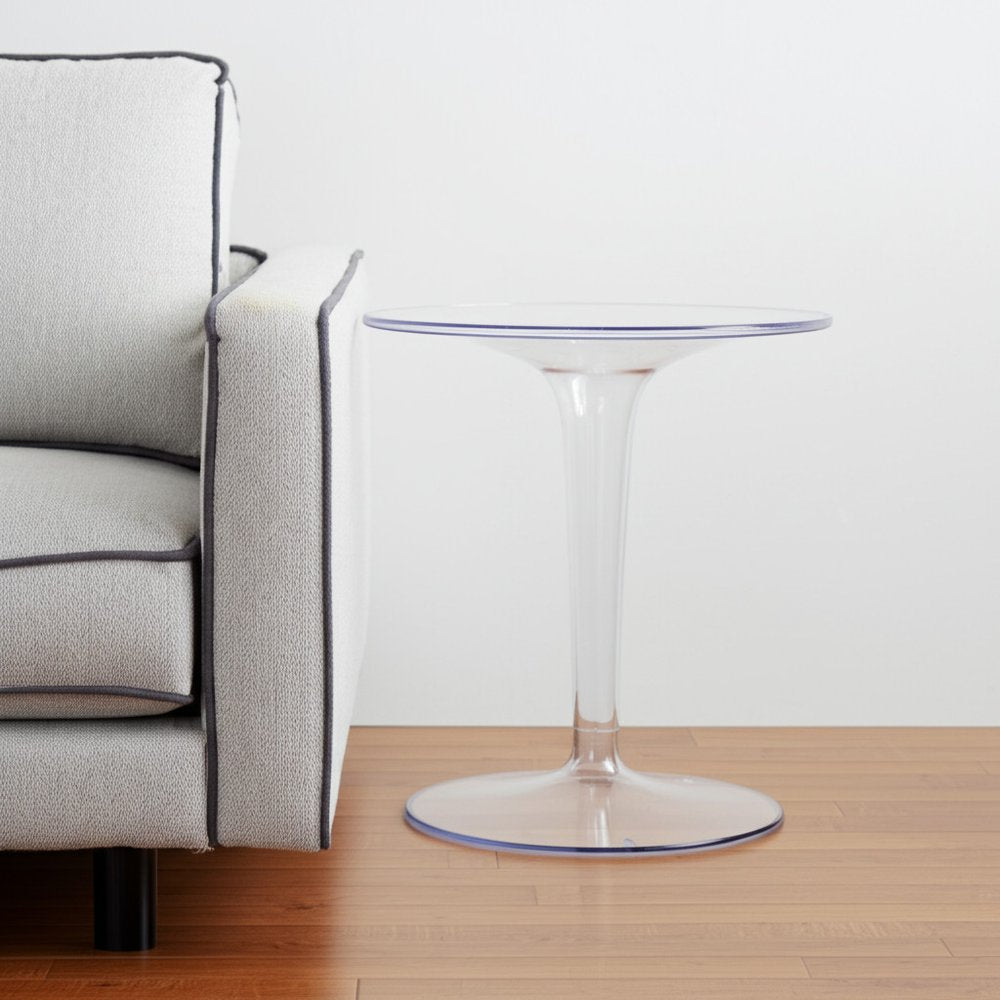 20" Clear Heavy Duty Plastic Indoor Outdoor Round Pedestal End Table