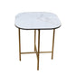 22" White And Gold Ceramic And Metal Square End Table