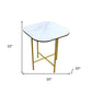 22" White And Gold Ceramic And Metal Square End Table