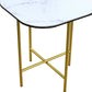 22" White And Gold Ceramic And Metal Square End Table