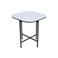 22" White And Black Ceramic And Metal Square End Table