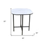 22" White And Black Ceramic And Metal Square End Table