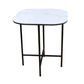 22" White And Black Ceramic And Metal Square End Table