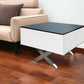 20" Black And White Mirrored Glass Square Cross Legs End Table