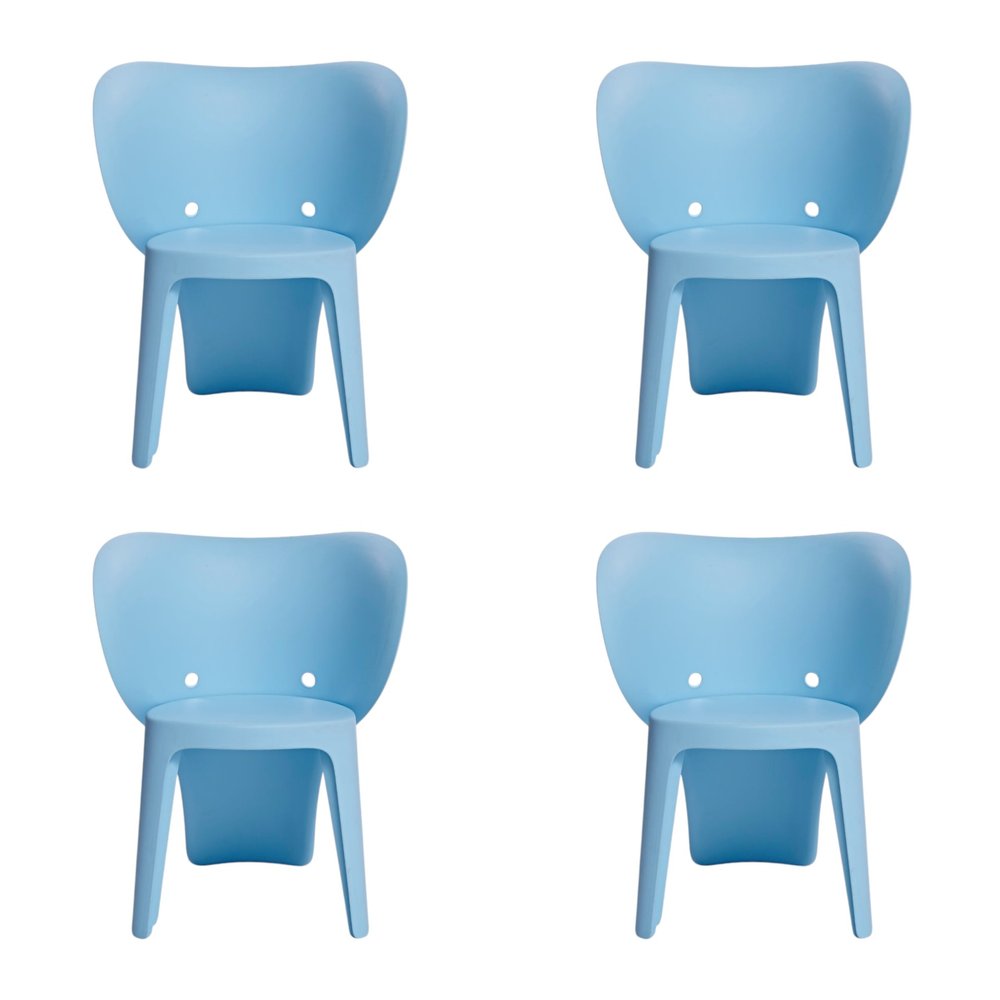 Set Of Four Blue Heavy Duty Plastic Juvenile Chairs