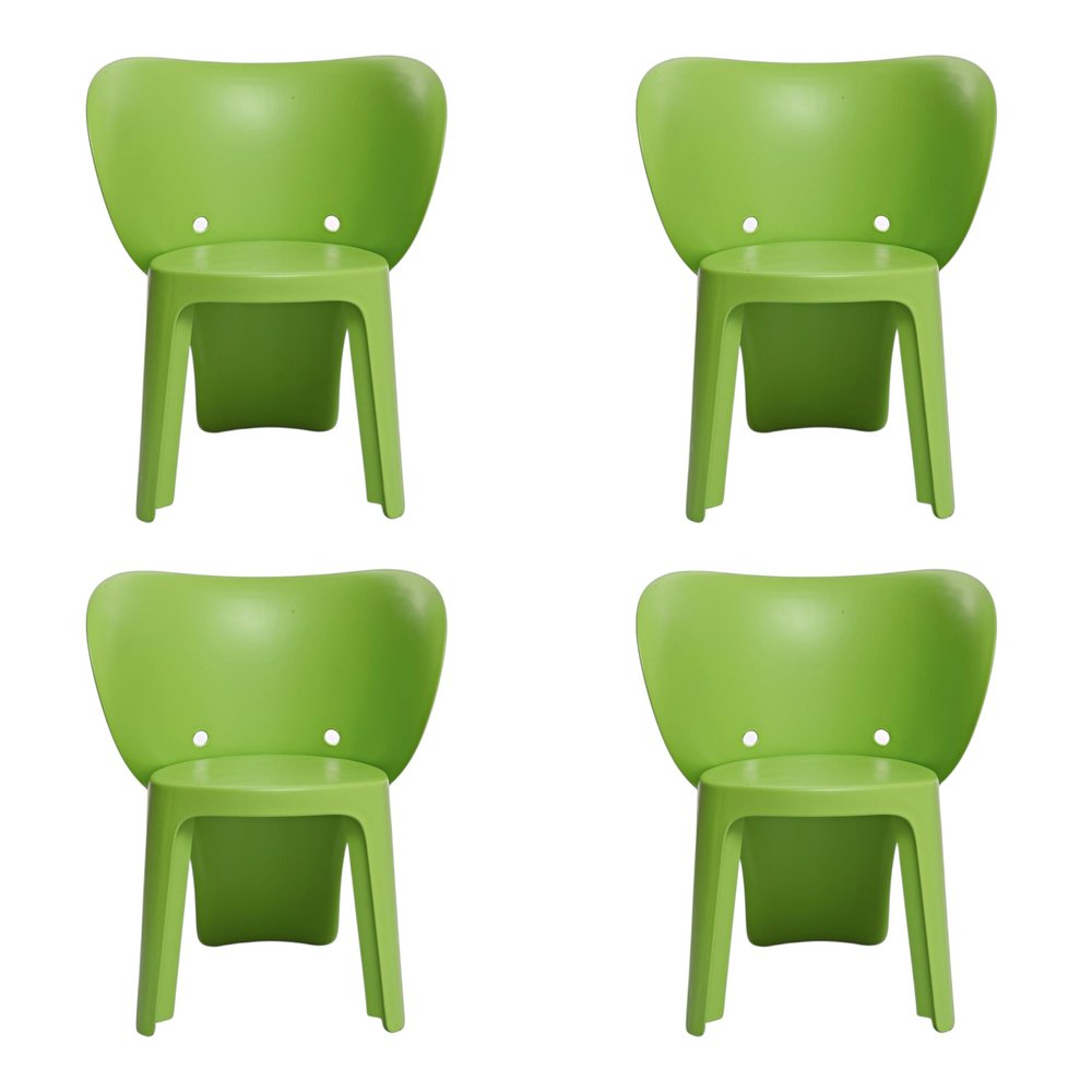 Set Of Four Green Heavy Duty Plastic Juvenile Chairs