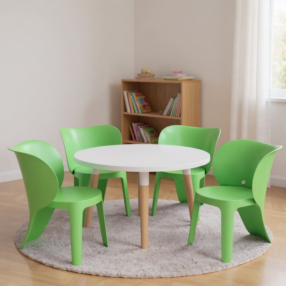 Set Of Four Green Heavy Duty Plastic Juvenile Chairs