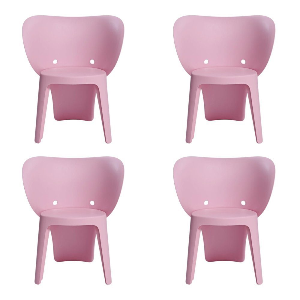 Set Of Four Pink Heavy Duty Plastic Juvenile Chairs