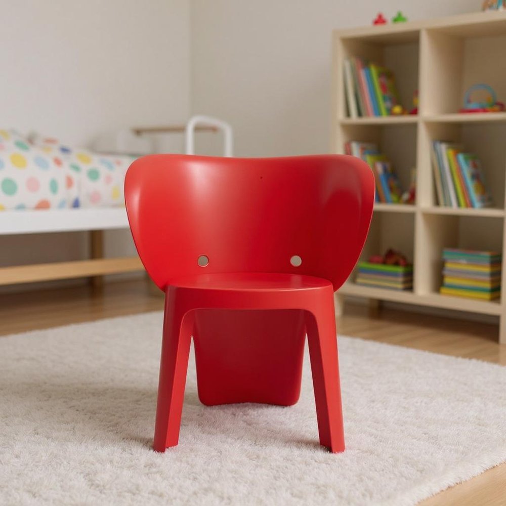 Set Of Four Red Heavy Duty Plastic Juvenile Chairs