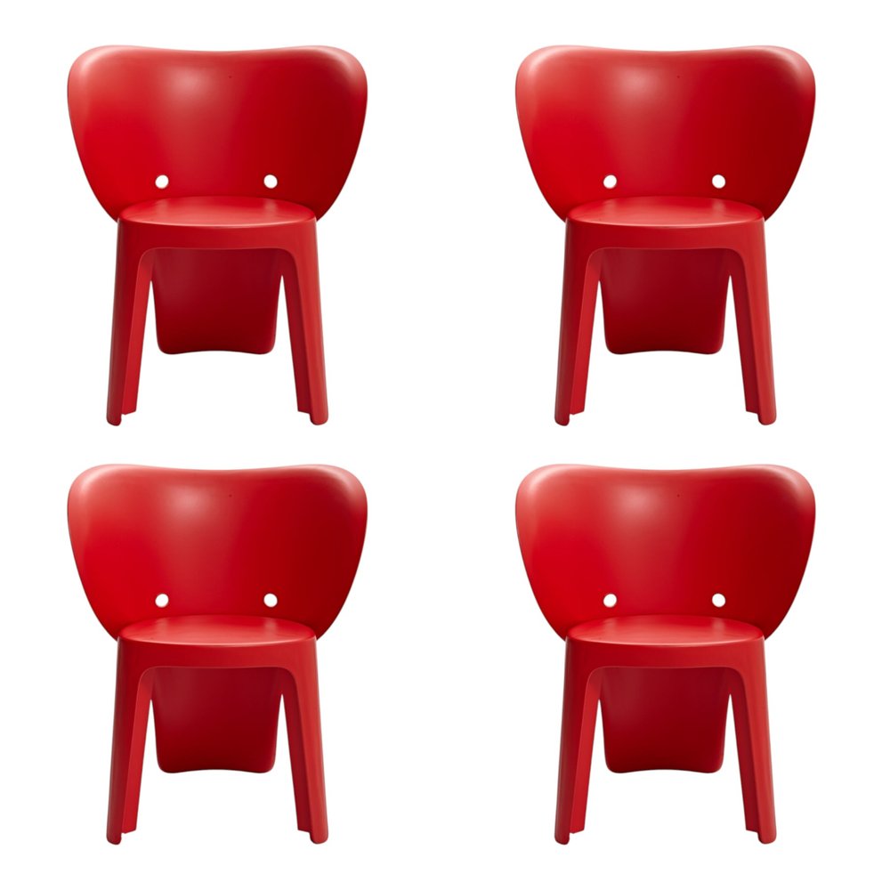 Set Of Four Red Heavy Duty Plastic Juvenile Chairs