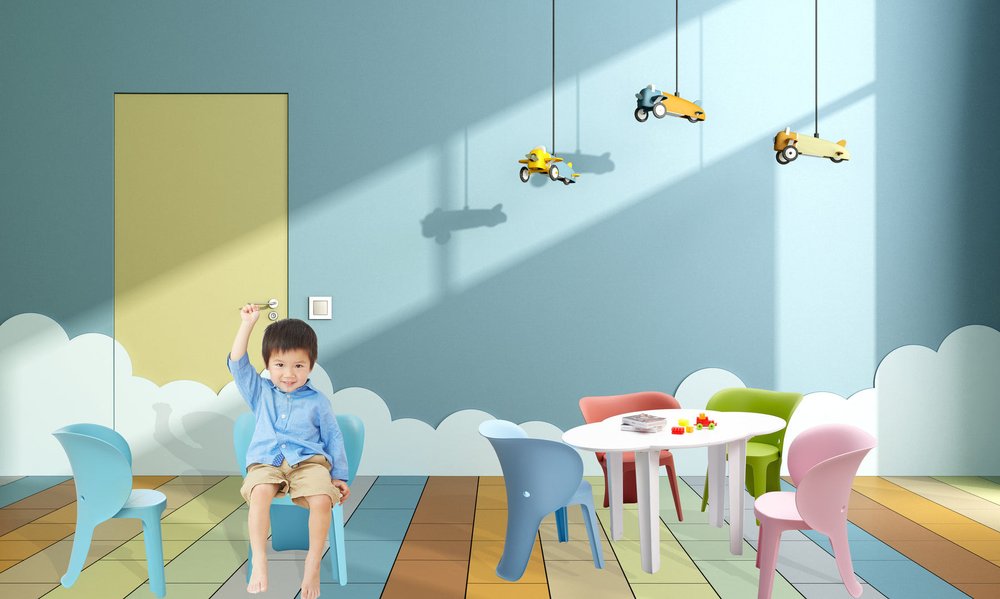 Set Of Four White Heavy Duty Plastic Juvenile Chairs