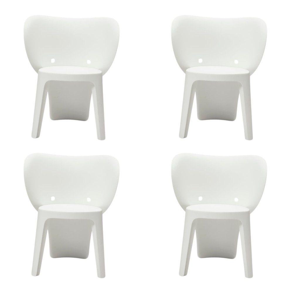 Set Of Four White Heavy Duty Plastic Juvenile Chairs