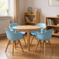 Set Of Four Blue And Brown Heavy Duty Plastic And Wood Juvenile Side Chairs