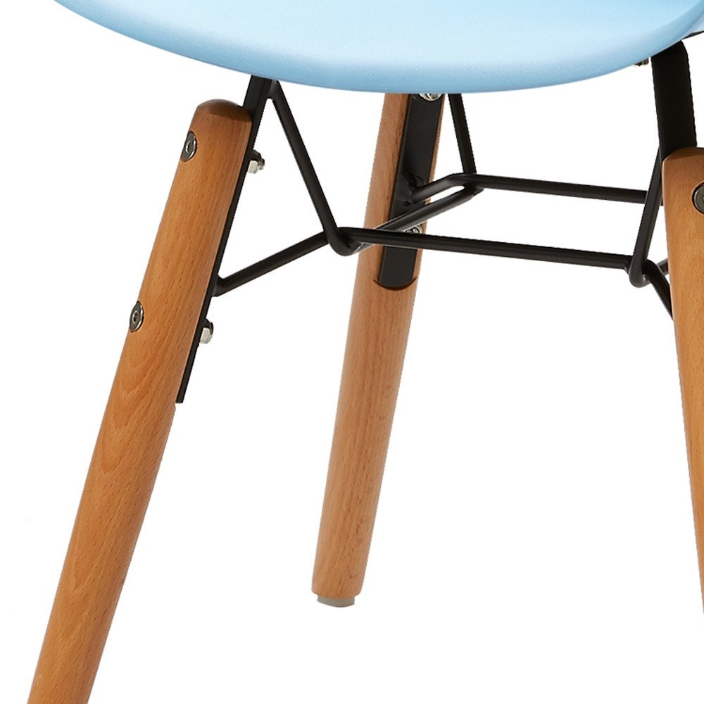 Set Of Four Blue And Brown Heavy Duty Plastic And Wood Juvenile Side Chairs