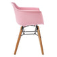 Set Of Four Pink And Brown Heavy Duty Plastic And Wood Juvenile Side Chairs