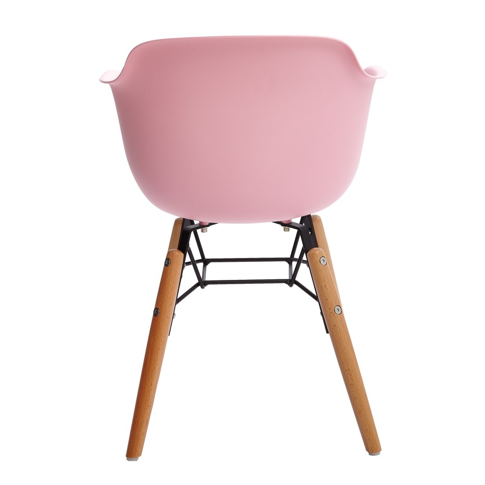 Set Of Four Pink And Brown Heavy Duty Plastic And Wood Juvenile Side Chairs