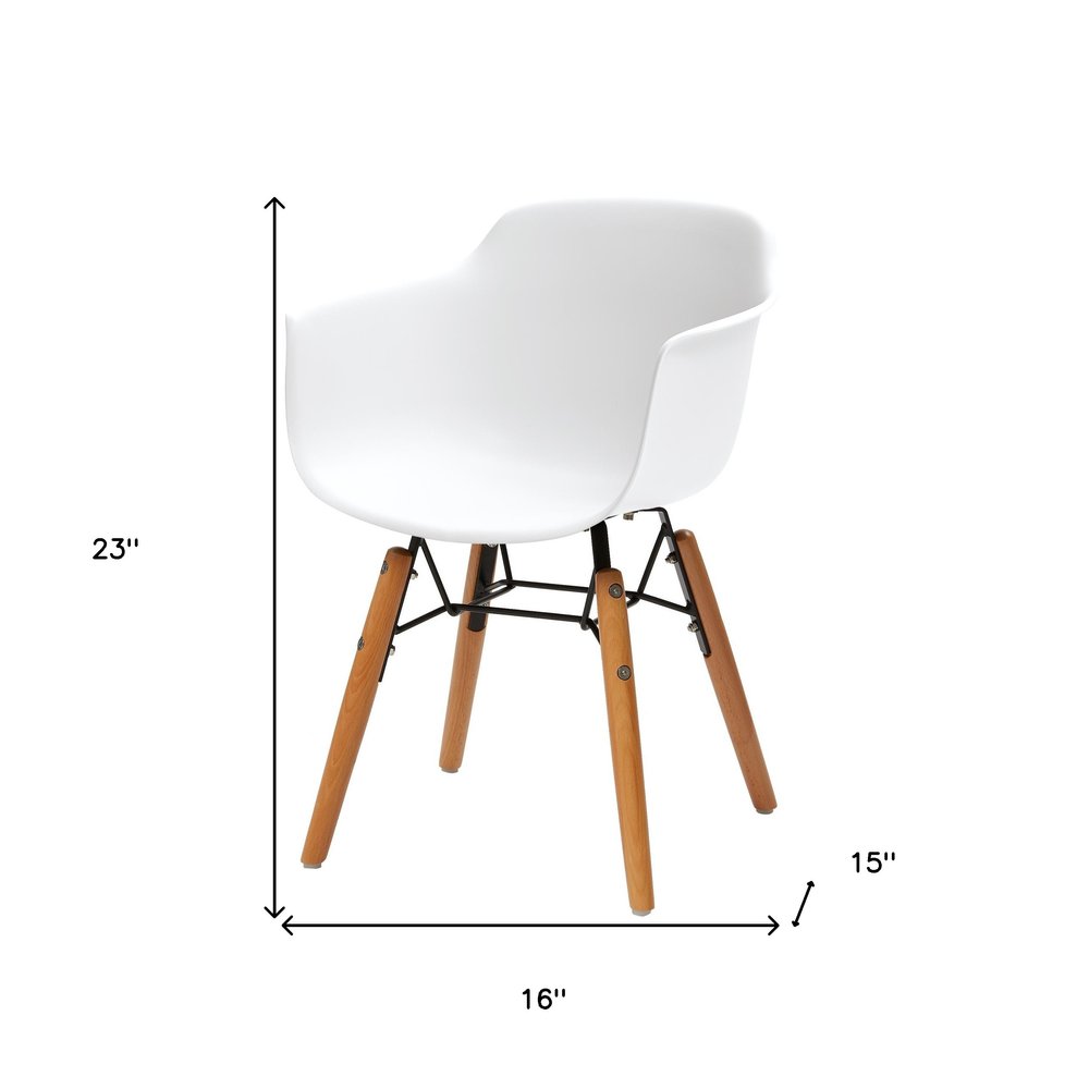 Set Of Four White And Brown Heavy Duty Plastic And Wood Juvenile Side Chairs