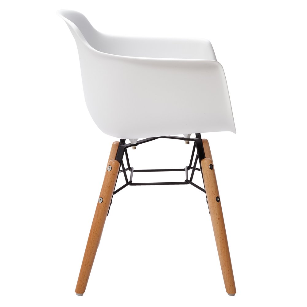 Set Of Four White And Brown Heavy Duty Plastic And Wood Juvenile Side Chairs