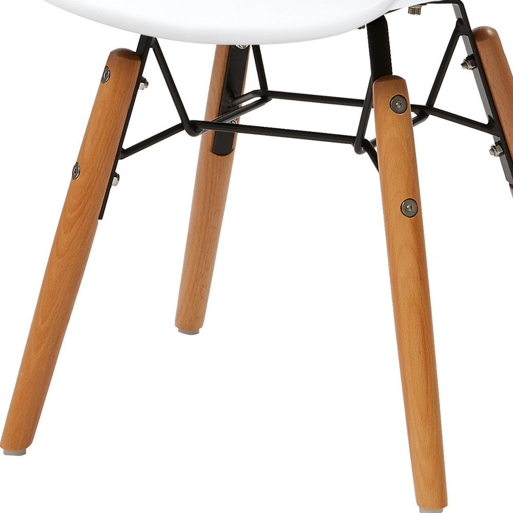 Set Of Four White And Brown Heavy Duty Plastic And Wood Juvenile Side Chairs