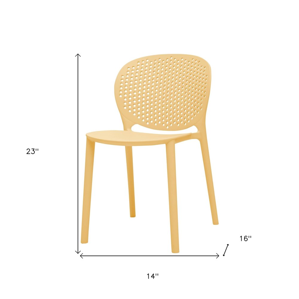 Set Of Four Yellow Heavy Duty Plastic Juvenile Chairs