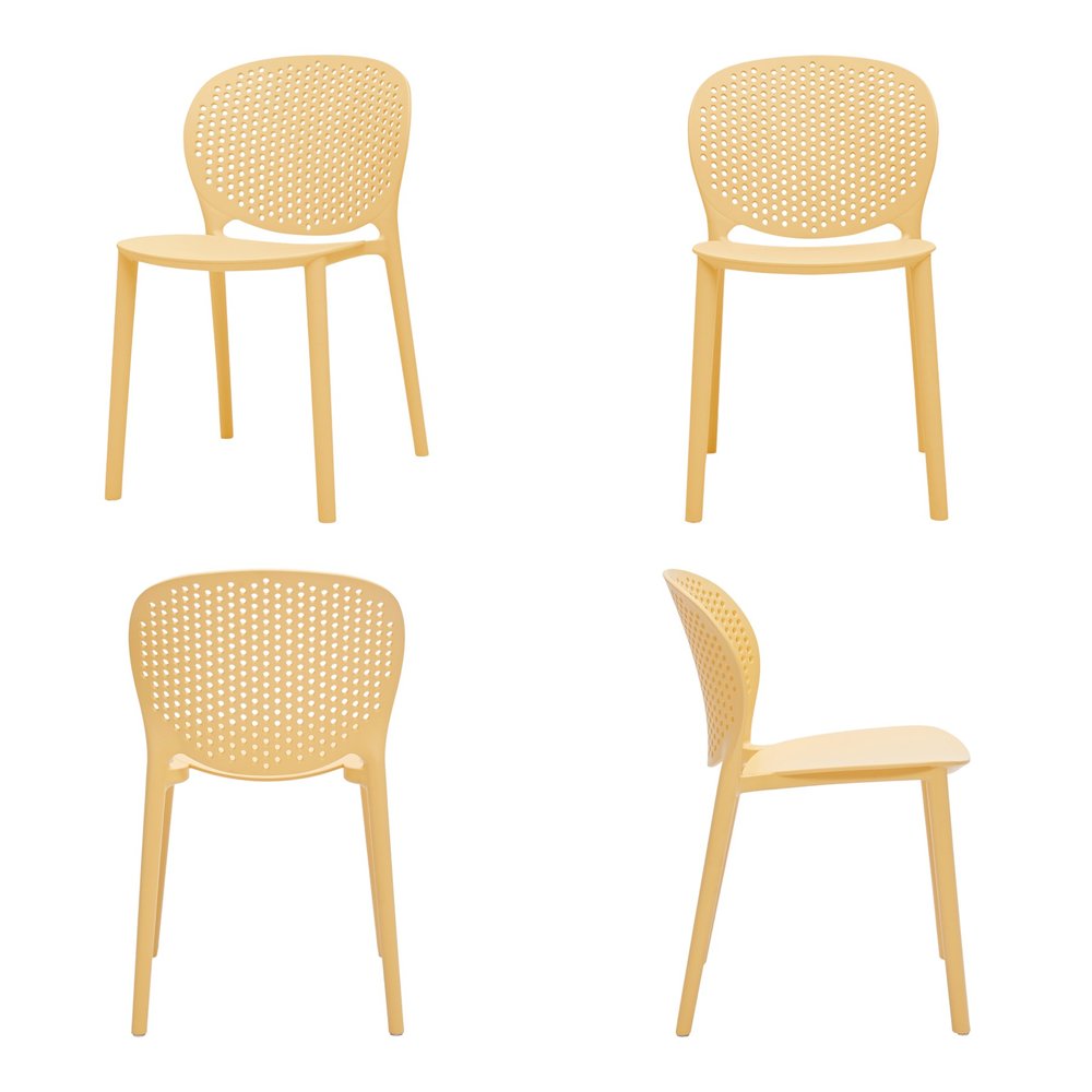 Set Of Four Yellow Heavy Duty Plastic Juvenile Chairs