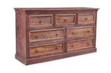 64" Brown Solid Wood Seven Drawer Double Dresser