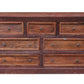 64" Brown Distressed Solid and Reclaimed Wood Seven Drawer Double Dresser