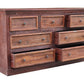 64" Brown Solid Wood Seven Drawer Double Dresser