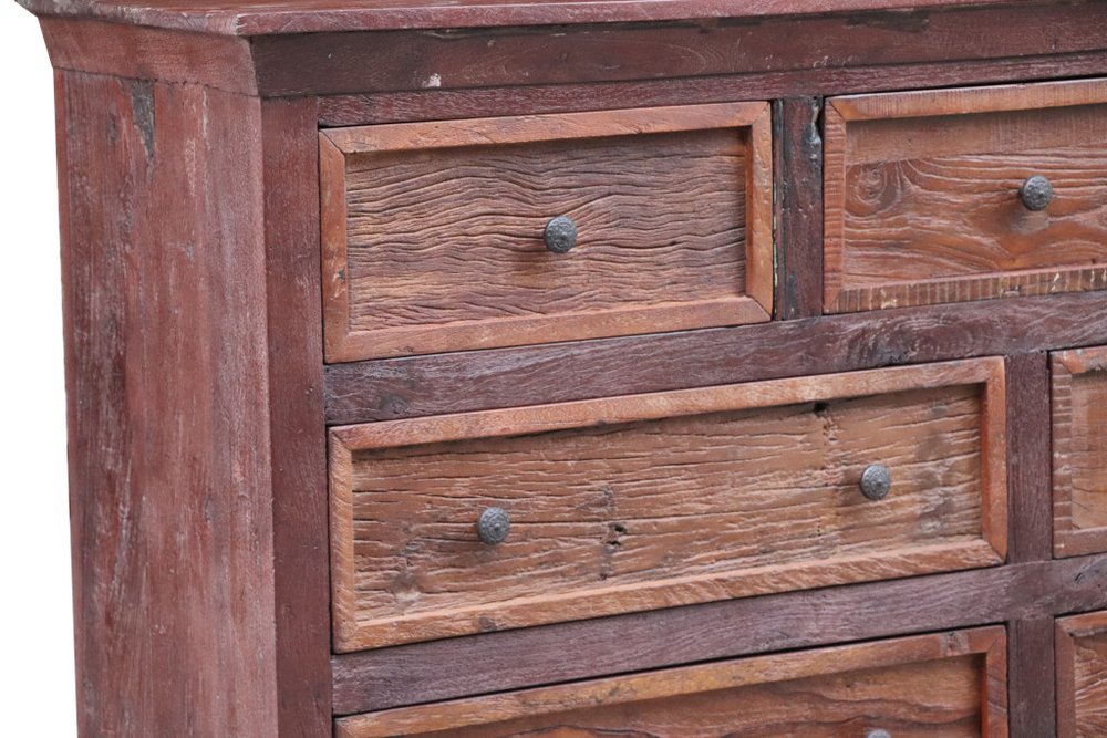 64" Brown Solid Wood Seven Drawer Double Dresser