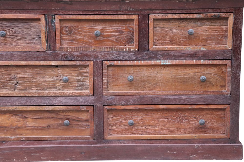 64" Brown Solid Wood Seven Drawer Double Dresser