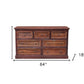 64" Brown Solid Wood Seven Drawer Double Dresser