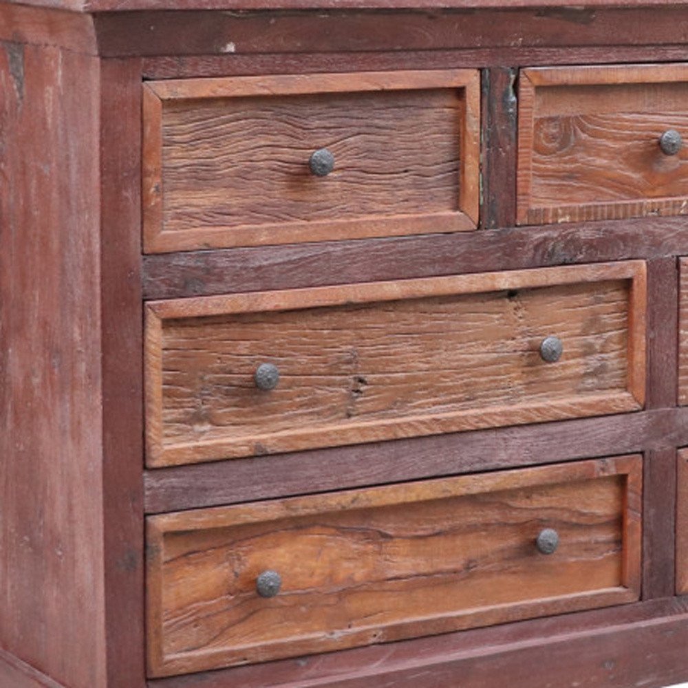 64" Brown Solid Wood Seven Drawer Double Dresser