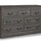 64" Brown Solid Wood Seven Drawer Double Dresser