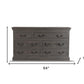 64" Brown Distressed Solid and Reclaimed Wood Seven Drawer Double Dresser