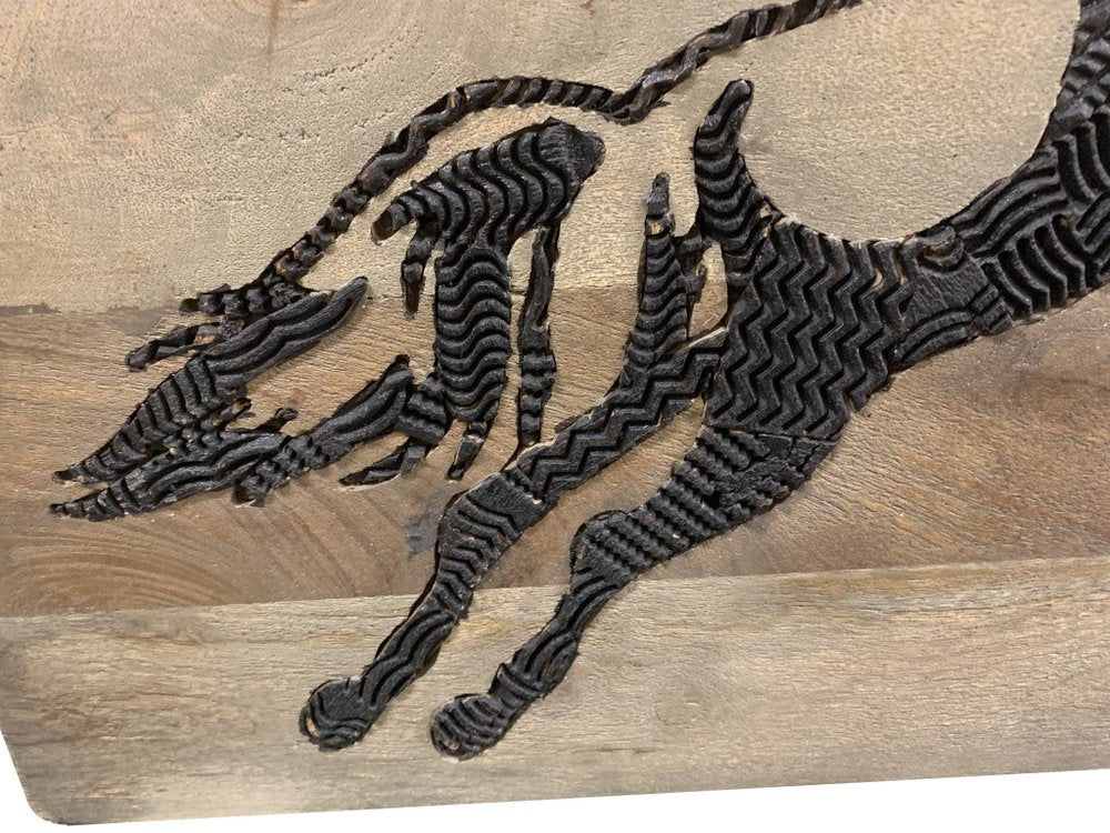 19" X 24" Black And Brown Horse Solid Wood Hanging Dimensional Sculpture