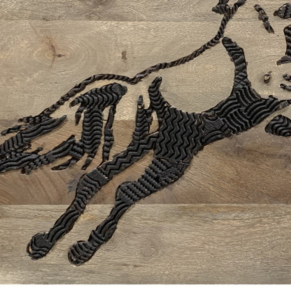 19" X 24" Black And Brown Horse Solid Wood Hanging Dimensional Sculpture