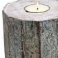 5" Brown And White Solid Wood Tabletop Tealight Candle Holder