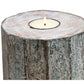 5" Brown And White Solid Wood Tabletop Tealight Candle Holder