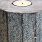 5" Brown And White Solid Wood Tabletop Tealight Candle Holder