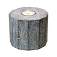 5" Brown And White Solid Wood Tabletop Tealight Candle Holder