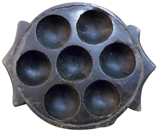 10" Black Cement Seven Tealight Round Candle Holder