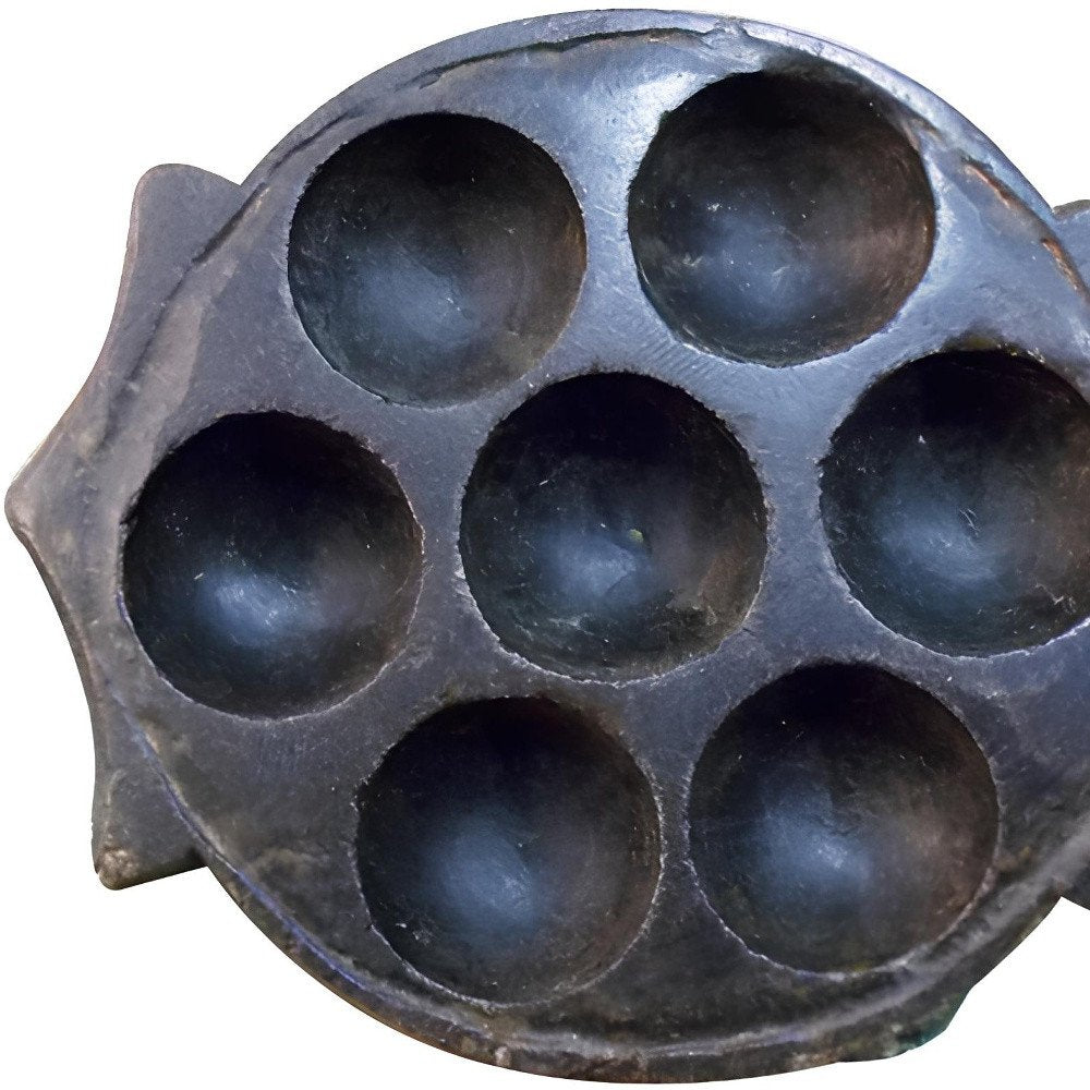 10" Black Cement Seven Tealight Round Candle Holder